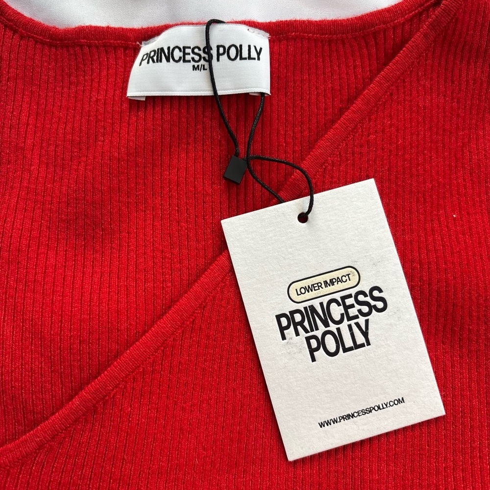 Princess Polly Red Whitley Cut-Out Knit Maxi Sweater Sz M/L - Picture 4 of 9
